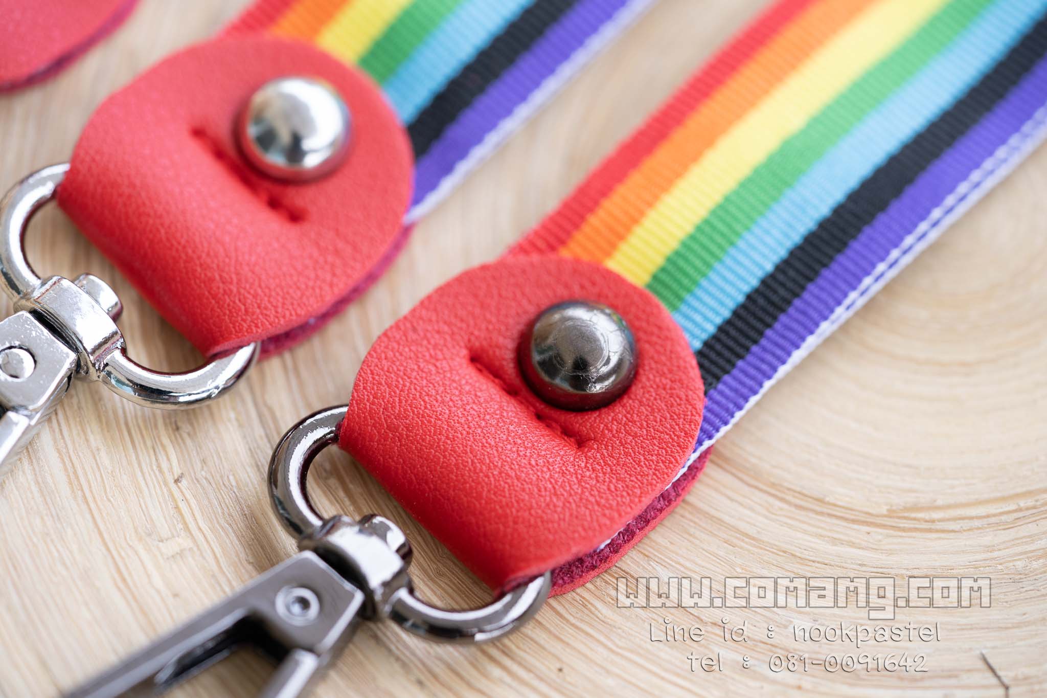 สายกระเป๋า สายคล้องมือผ้าสีรุ้ง