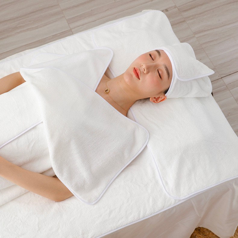 Towel set ผ้าขนหนูร้านสปา ผ้าเช็ดตัว (เซ็ท5ชิ้น)ผ้าขนหนูนาโน หนานุ่ม ซับน้ำได้ดี มีบริการปักโลโก้