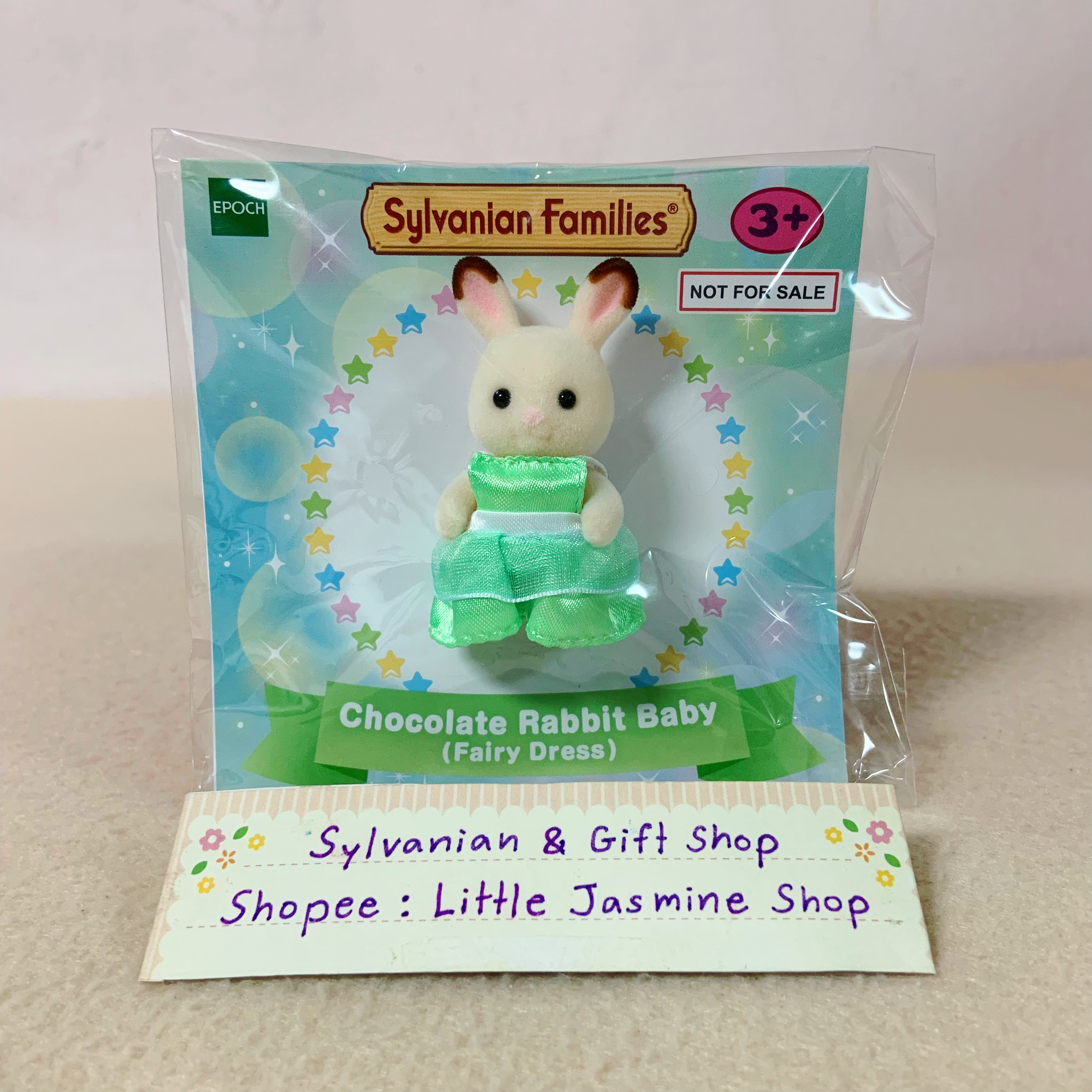 ⭐️ Limited 🏠 ตุ๊กตาเบบี้กระต่ายช็อกโกแลตชุดนางฟ้าสีเขียว ซิลวาเนียน Chocolate Rabbit Baby–Fairy Dress: Sylvanian Costume บ้านตุ๊กตา