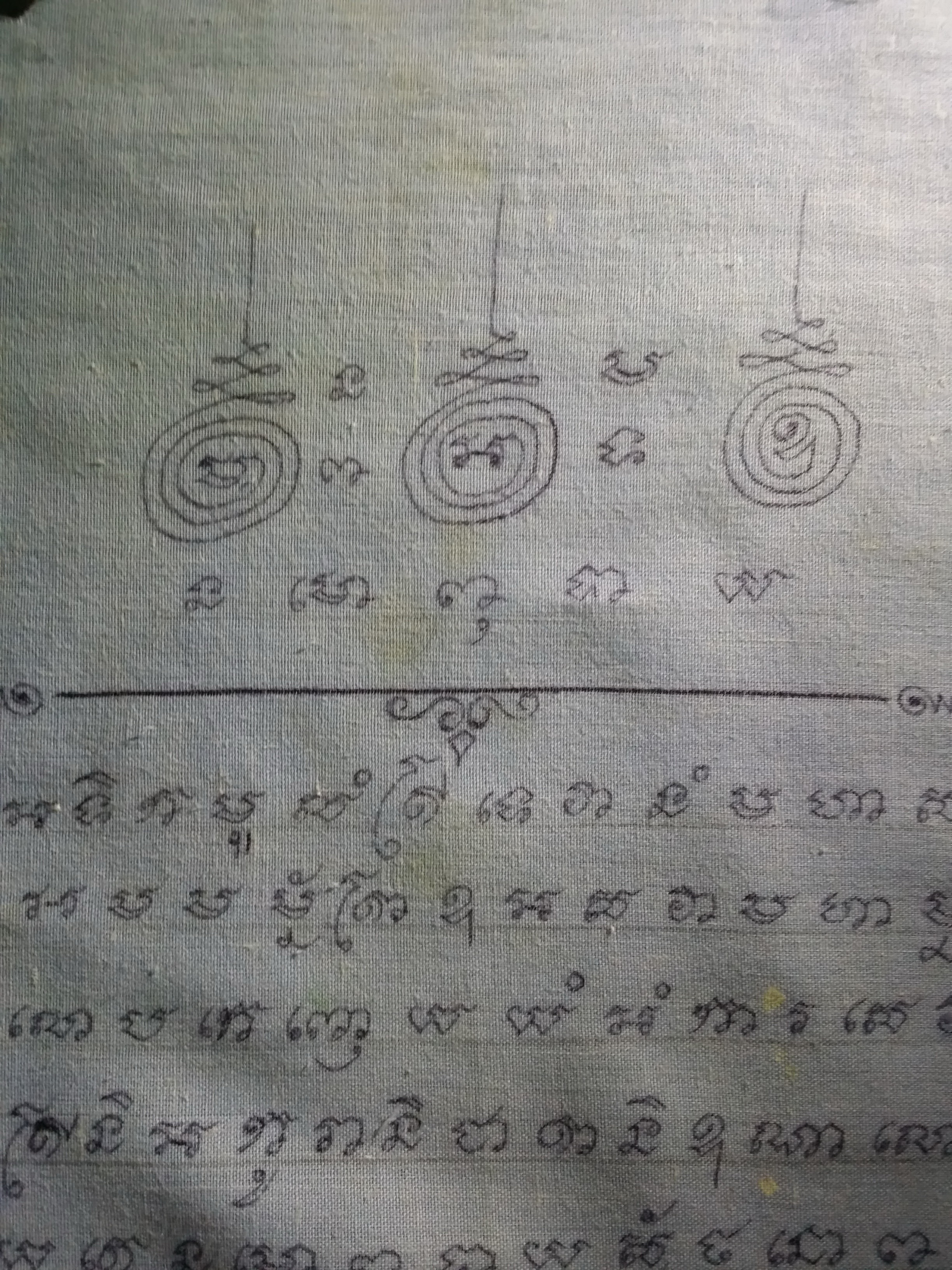 รหัสสินค้า ผ้ายันต์สำนักต่างๆ 024 ผ้ายันต์ตรีเทพ เขียนมือ สํานักไสยเวทย์เทพย์อุดร