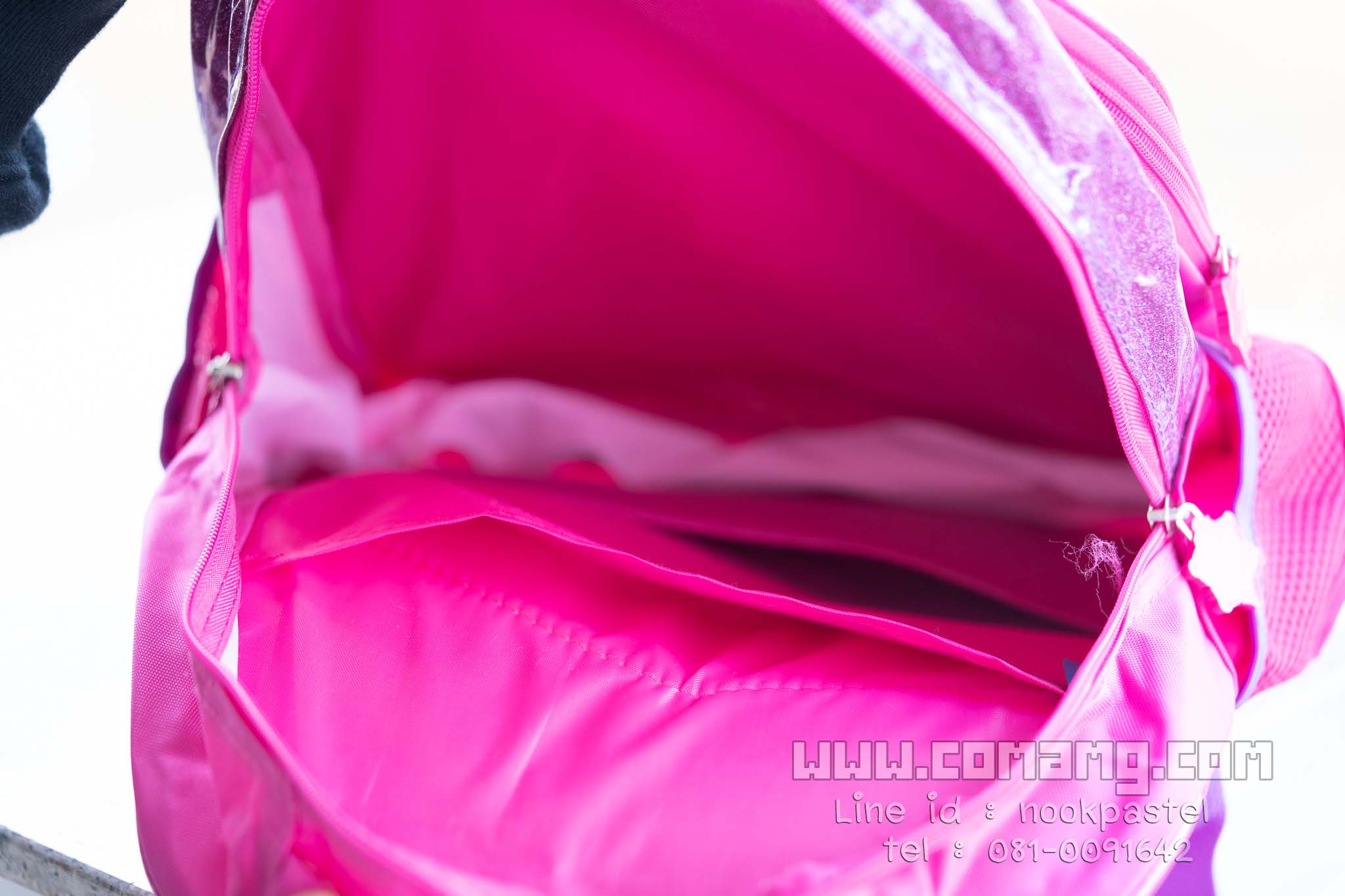 กระเป๋าสะพายหลังเอลซ่าอันนา ลายนูน 3D สีชมพู ลิขสิทธิ์แท้