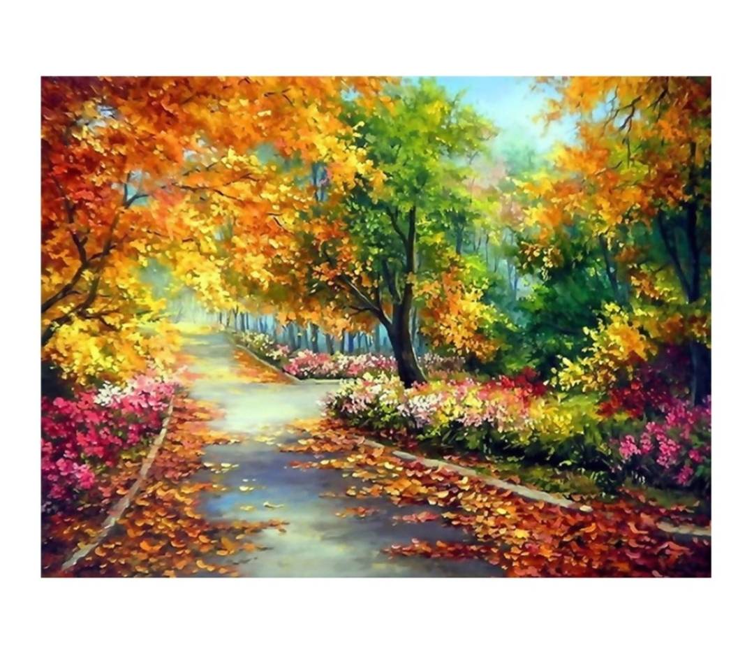 5D DIY Diamond Painting ไดมอนด์ครอสติส ลายฤดูใบไม้ร่วง ขนาด 30x40ซม.แบบใส่ซอง