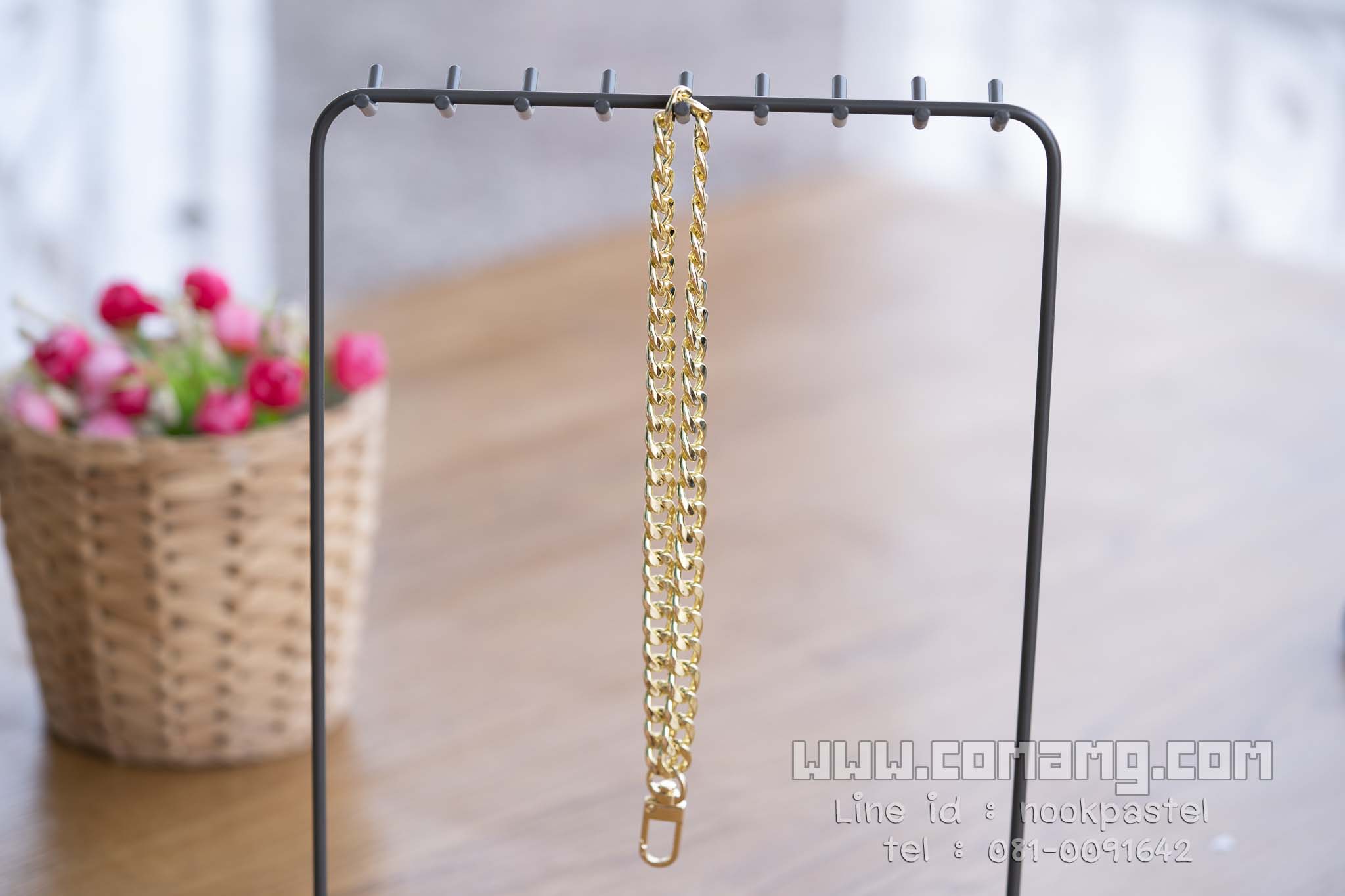 สายโซ่คล้องมือ สายกระเป๋า รุ่นโซ่ตัดเหลี่ยม