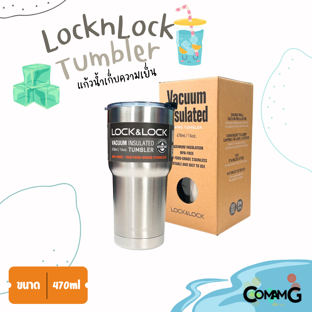 แก้วน้ำเก็บความเย็น LocknLock แก้วสแตนเลส304 Swing Tumbler 2ชั้น มี3ขนาดให้เลือก