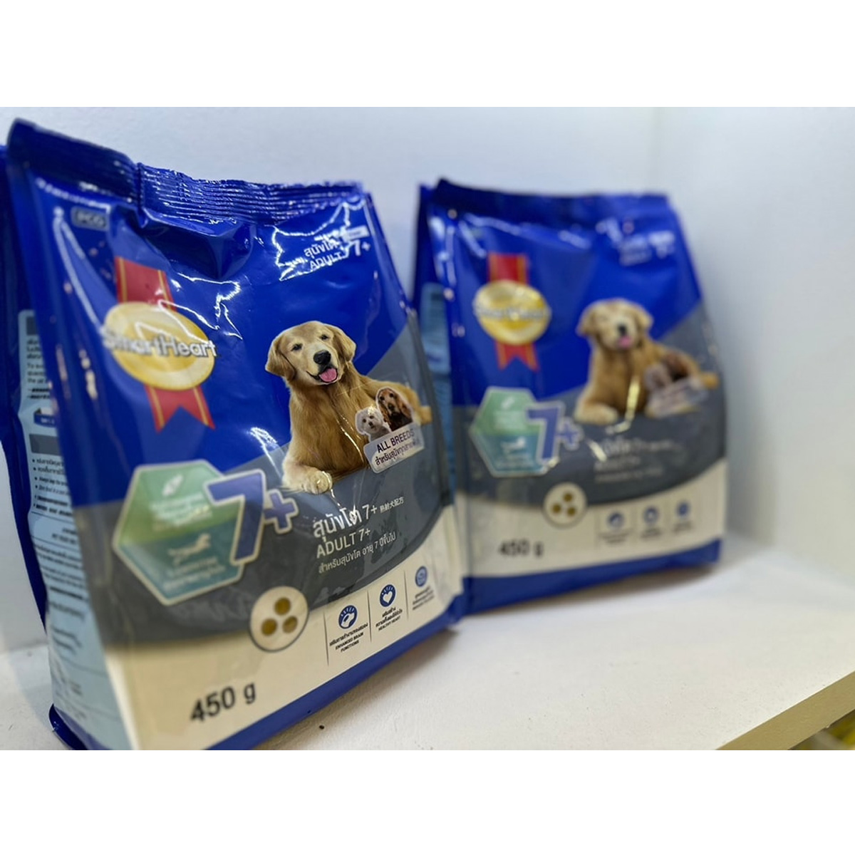 SmartHeart Dry Food สมาร์ทฮาร์ท อาหารสุนัขโต สุนัขสูงวัย 7+ ขนาด 450กก./ 450g