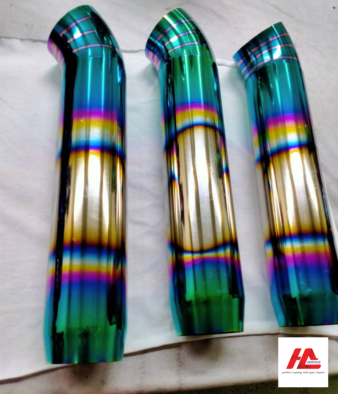 ตัวอย่างปลายท่อทำสีไทเทเนียม | PVD Coating