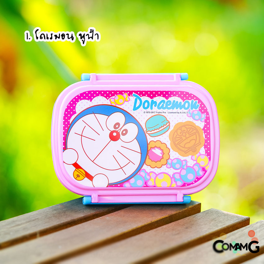 กล่องอาหาร กล่องข้าวเด็ก กล่องข้าวลายการ์ตูน ลิขสิทธิ์แท้ แบบชั้นเดียว แบ่ง2ช่องได้ มีช้อนให้