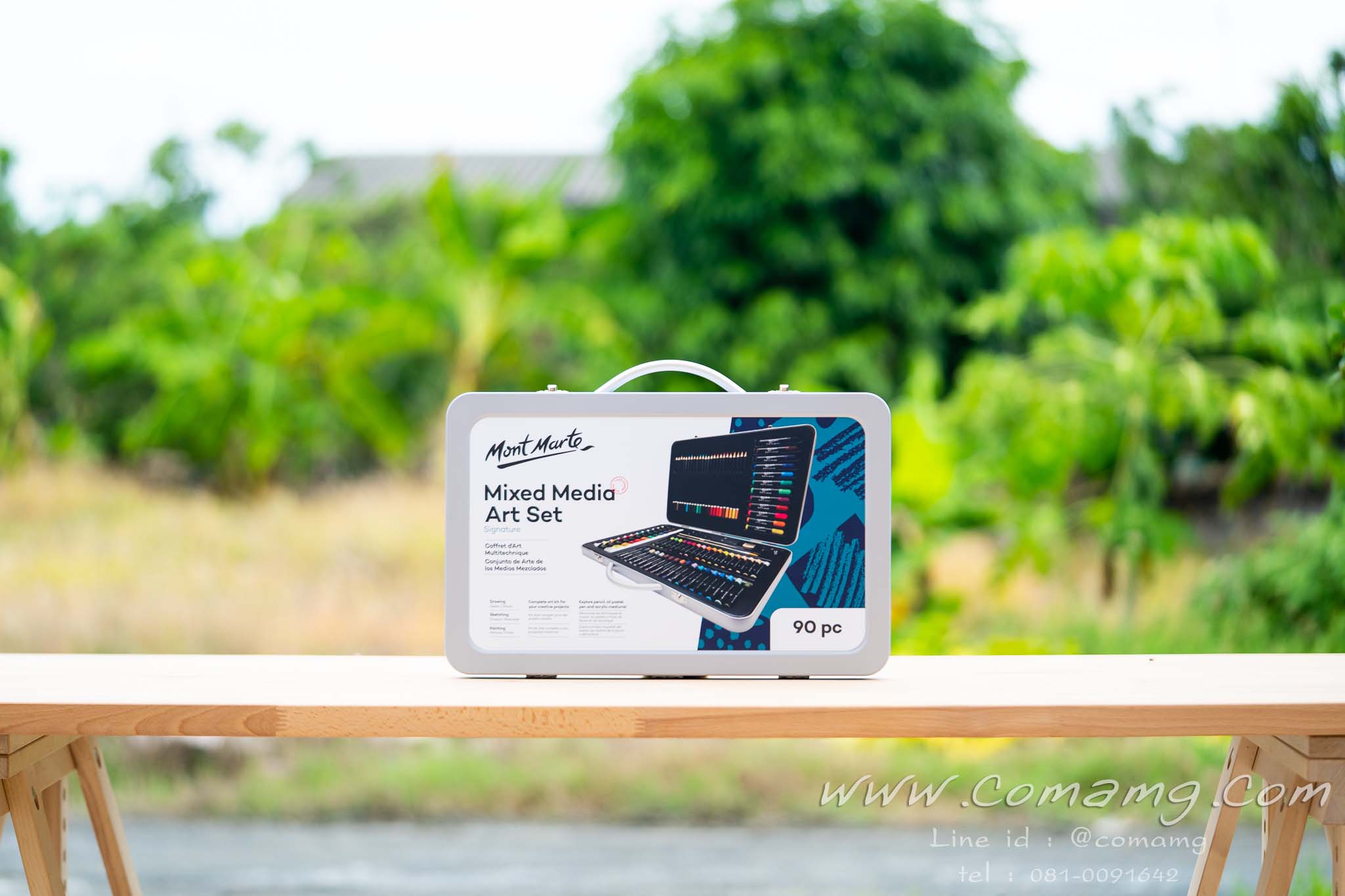ชุดสี Mont Marte กระเป๋ากล่องเหล็ก อุปกรณ์วาดรูป 90 ชิ้น สีอะคริลิค ชอล์คน้ำมัน สีไม้ เมจิก พร้อมพู่กัน และอุปกรณ์วาดเขียน