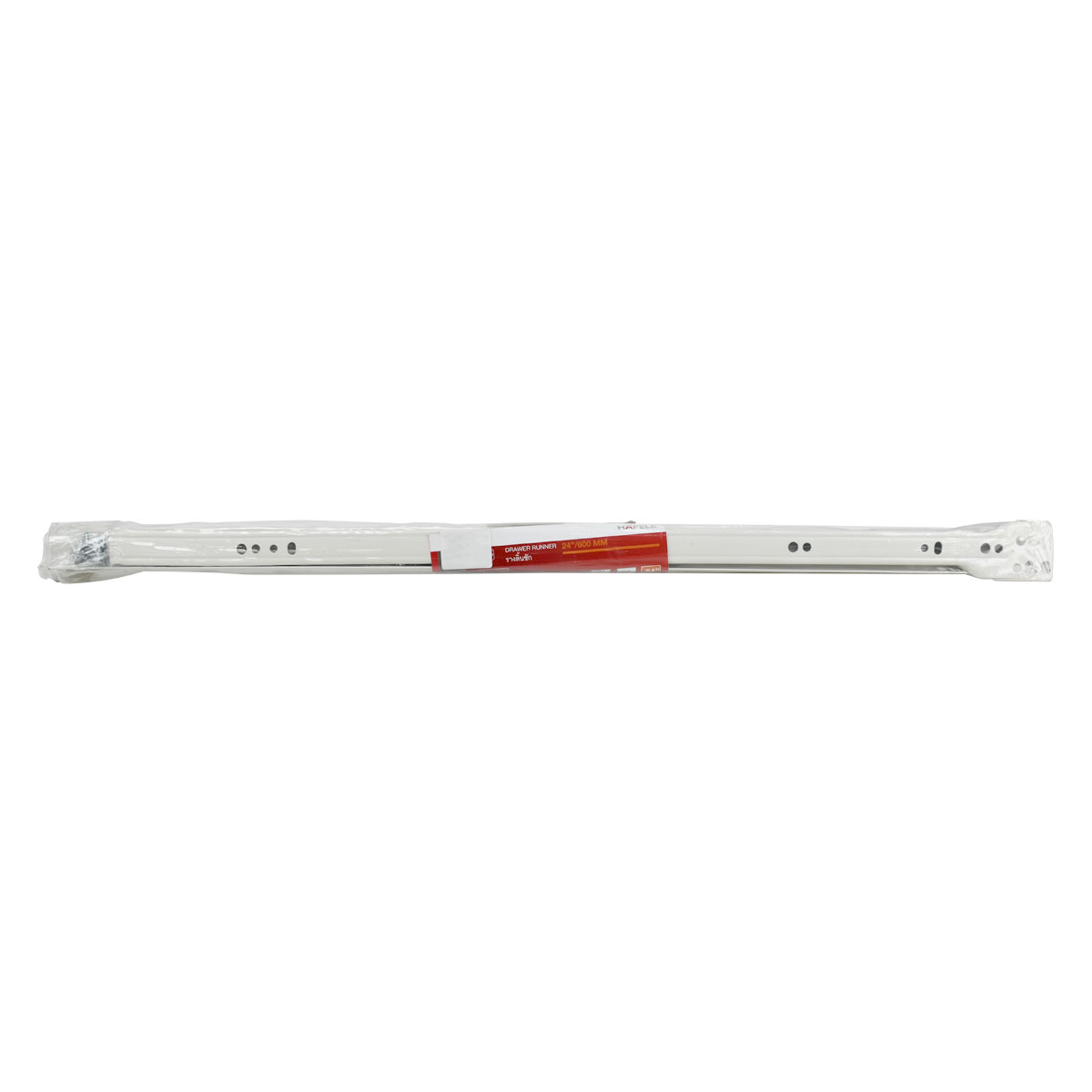 HAFELE รางลิ้นชักลูกล้อตอนเดียวรับใต้สีขาว 1.2 มม. 24 นิ้ว [494.04.328]