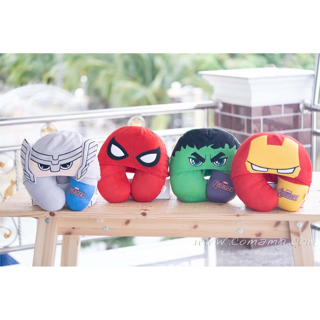 หมอนรองคอมีหมวกอเวนเจอร์ส (Avengers) สไปรเดอร์แมน ฮัค ไอรอนแมน ธอร์