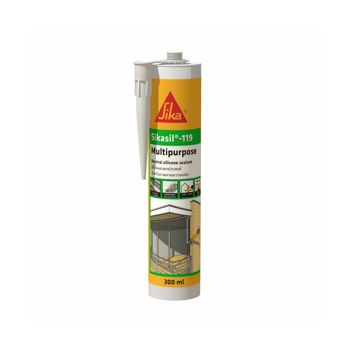 ซิลิโคนอเนกประสงค์ Sika Sil-119 ขนาด 300ml.สีขาว