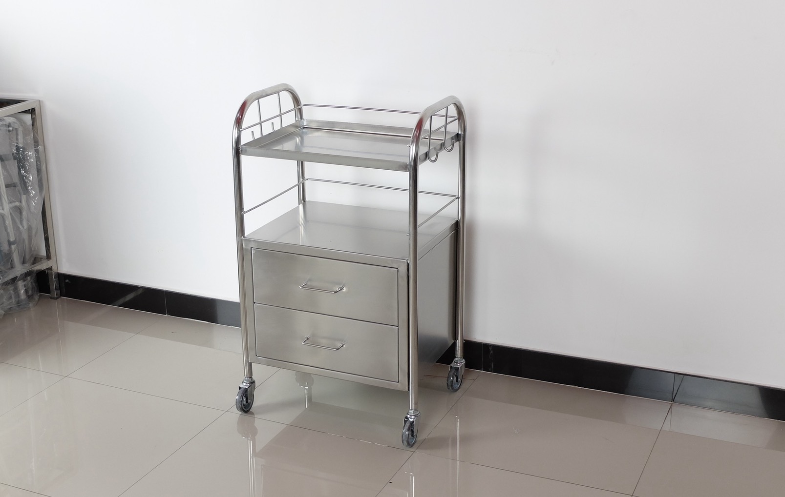 รถเข็นฉุกเฉินช่วยชีวิต Emergency Cart 2 ลิ้นชัก สแตนเลส รหัส PP050 (ก)