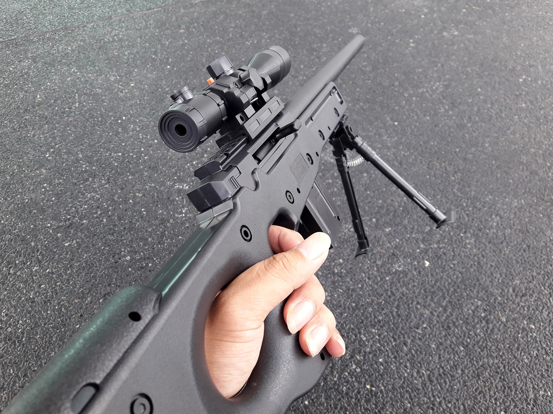 ปืนของเล่น ปืนอัดลม ปืนสไนเปอร์อัดลม ลำกล้องติดเลเซอร์ บอดี้พลาสติกแข็ง รุ่น MT.991 และ MT.991-1