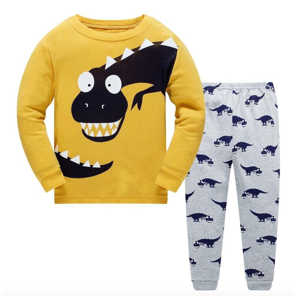 FAB-1 Dino ชุดนอนเด็กผู้ชายแขนยาวขายาวลายไดโนเสาร์