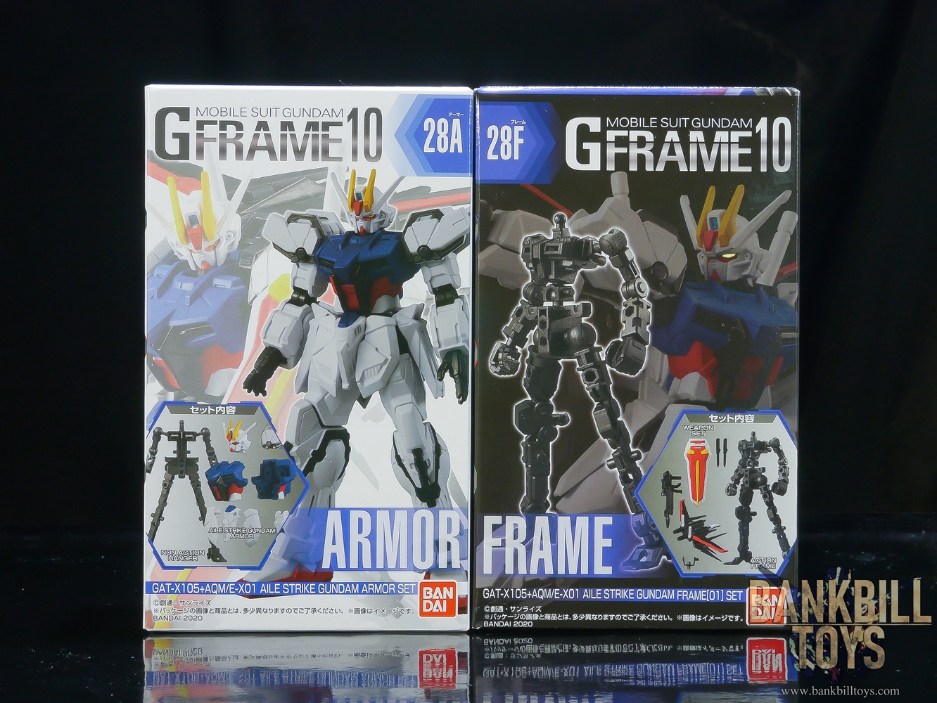 กันดั้ม Bandai Candy Toy Mobile Suit Gundam G Frame 10 No.28A GAT-X105+AQM/E-X01 Aile Strike Gundam Armor Set + No.28F Frame[01] Set (เซ็ตคู่ 2 กล่อง)