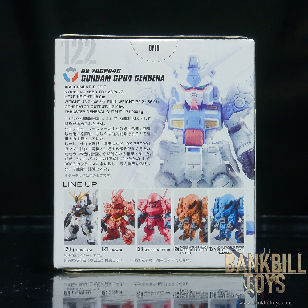 กันดั้ม Bandai Candy Toy FW Gundam Converge #01 No.122 RX-78GP04G Gundam "Gerbera"