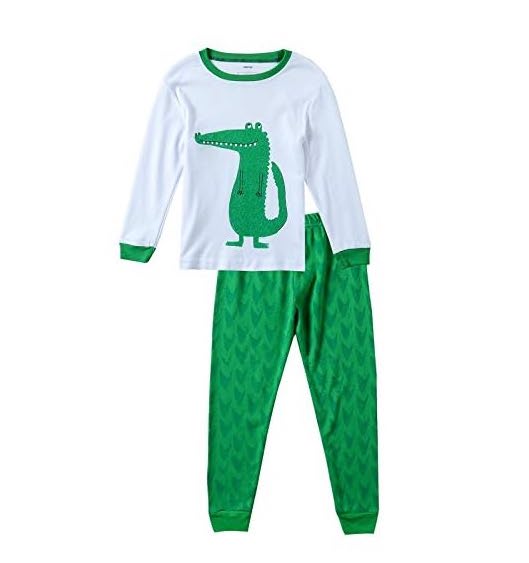 L-KAB-026 ชุดนอนเด็กผู้ชาย สีขาวเขียว จระเข้