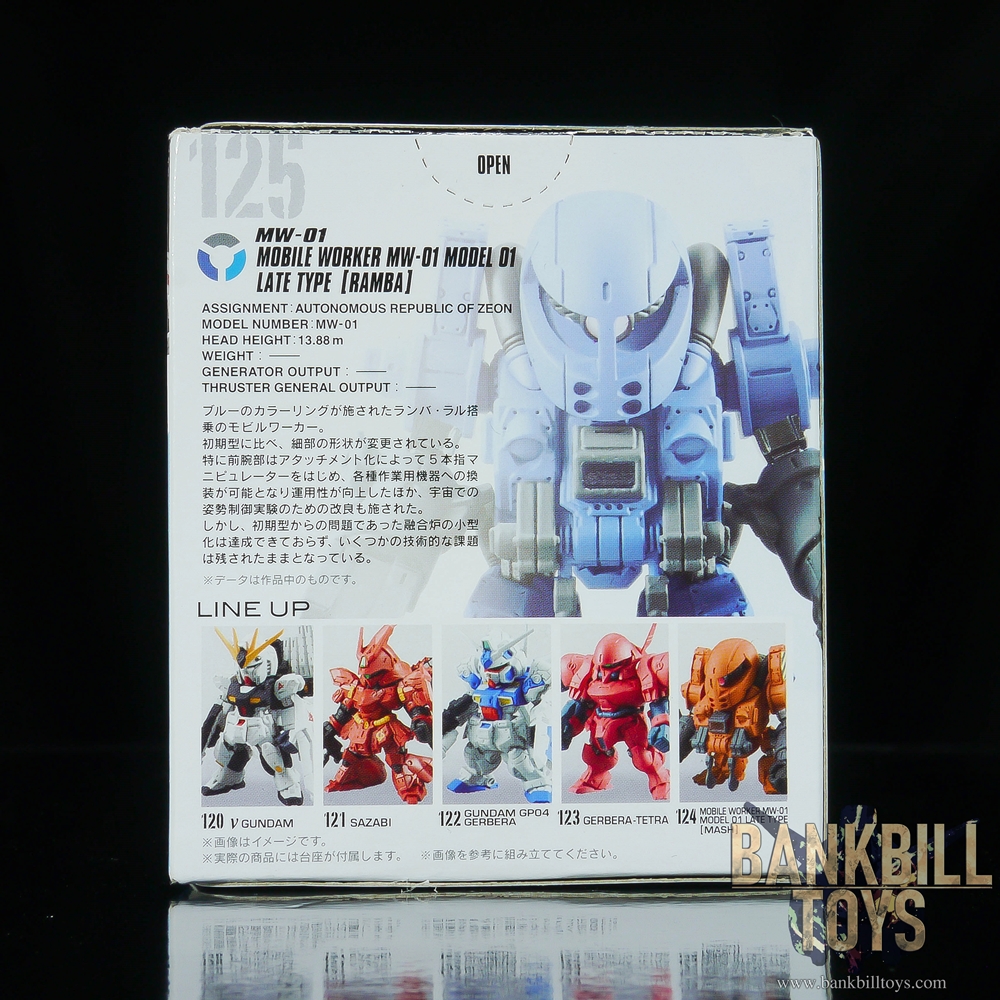 กันดั้ม Bandai Candy Toy FW Gundam Converge #01 No.125 MW-01 Mobile Worker MW-01 Model 01 Late Type [Ramba Ral's Custom]