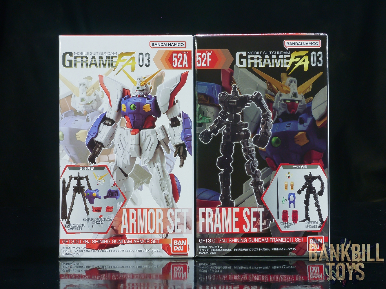 กันดั้ม Bandai Candy Toy Gundam G Frame FA 03 No.52A GF13-017NJ Shining Gundam Armor Set + No.52F Frame[01] Set (เซ็ตคู่ 2 กล่อง)