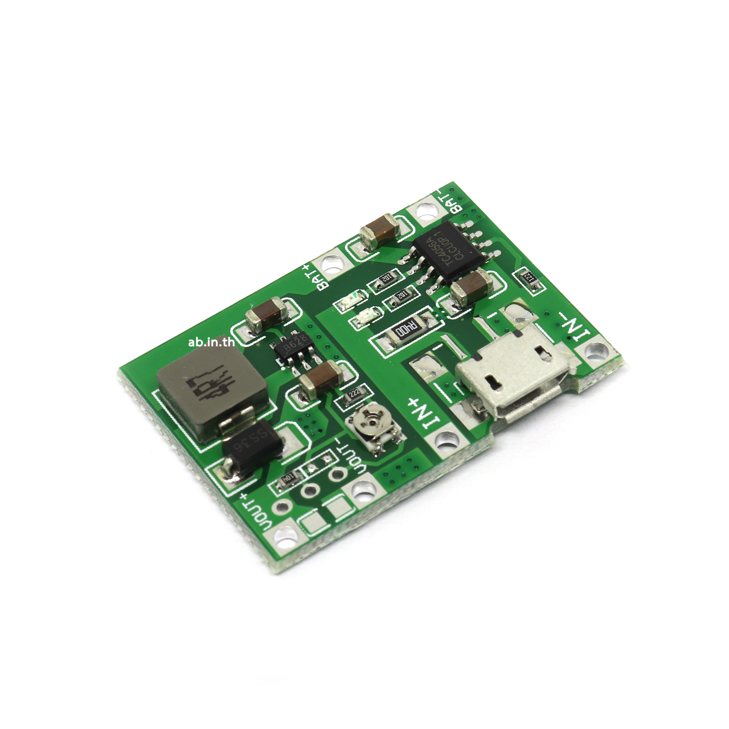 TP4056 โมดูลชาร์จ แบตเตอรี่ลิเธียม 3.7V พร้อมวงจรขยายแรงดัน Step-up 4.5-18V Lithium-ion 1A