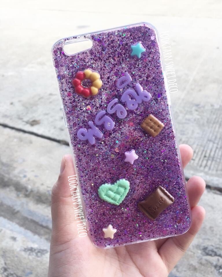 เคสกากเพชรสีม่วง อักษรสีม่วง