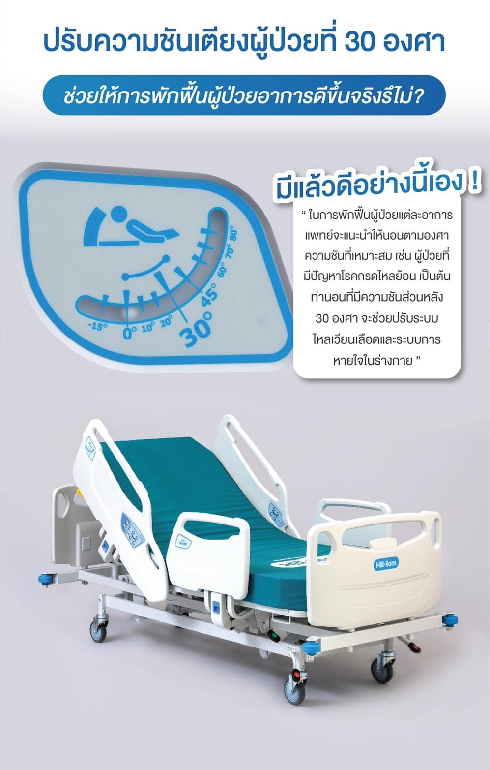 ชุดสุดคุ้ม E เตียงผู้ป่วยปรับระดับไฟฟ้า 5 ฟังก์ชั่น Hill-Rom รุ่น Centuris Type C แบบราวกั้นปีกนกยาว + ฟูก Hill-Rom NP50 แบรนด์จากประเทศสหรัฐอเมริกา + แถมพิเศษ หมอน + ผ้าปูที่นอน + ผ้ายาง + เก้าอี้นั่งอาบน้ำ + ไม้เท้า รับประกัน 1 ปี (รุ่นขายดี)