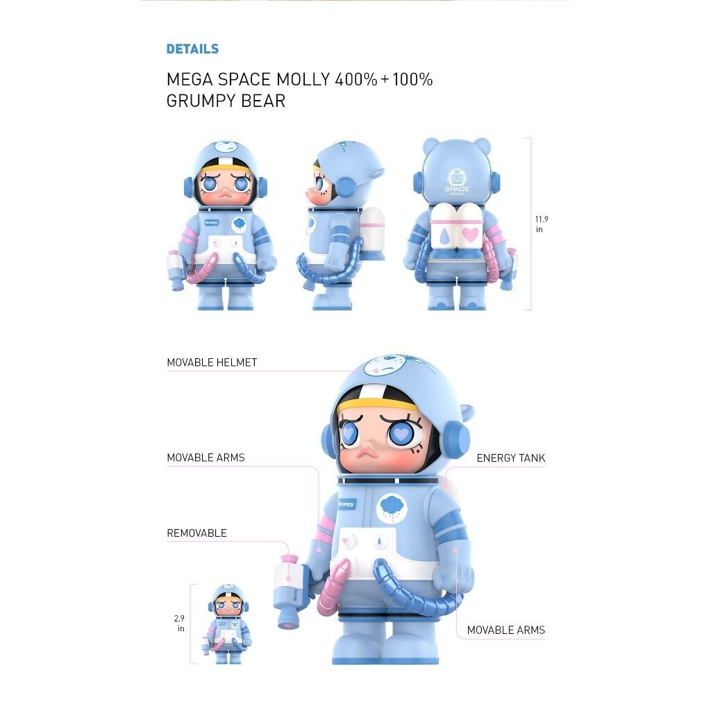 พร้อมส่ง Popmart Space Molly Care Bear Grumpy 400%+100