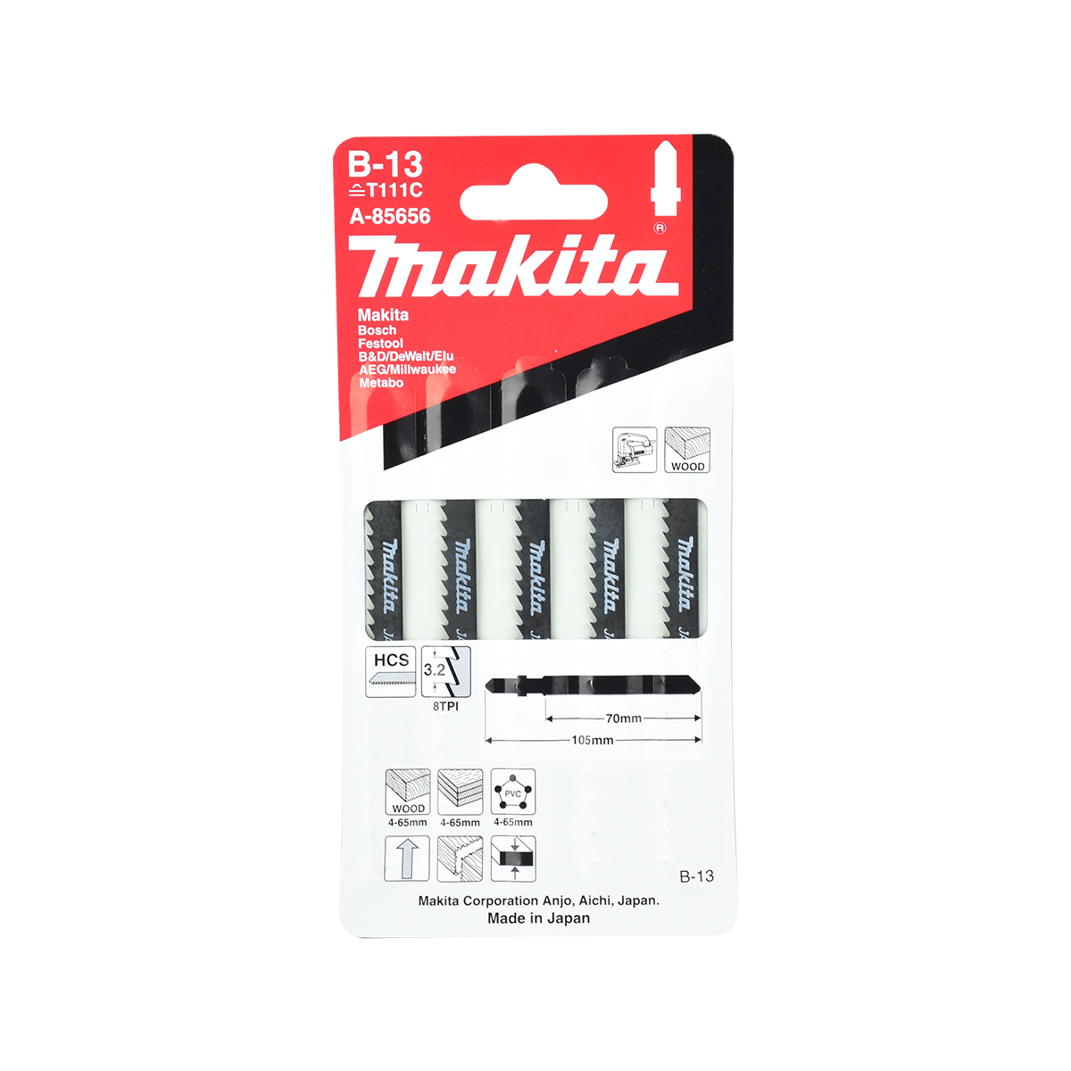 MAKITA ใบเลื่อยจิ๊กซอ B-13 (5 ใบ/1 แพค)