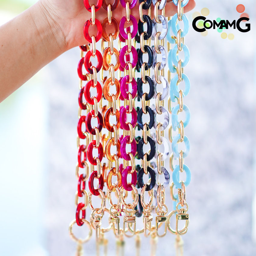 สายกระเป๋าอะคริลิค ลายหินอ่อน ทรงวงรี สายกระเป๋าสั้นสะพายไหล่ ยาว60ซม สินค้าพร้อมส่ง