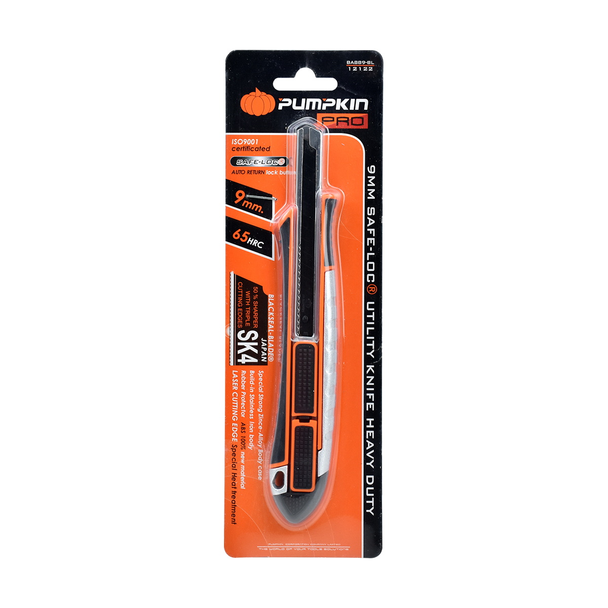 มีดคัตเตอร์ SAFE-LOC Heavy 9mm+Blackseal blade BA889-BL [12122] Pumpkin Pro