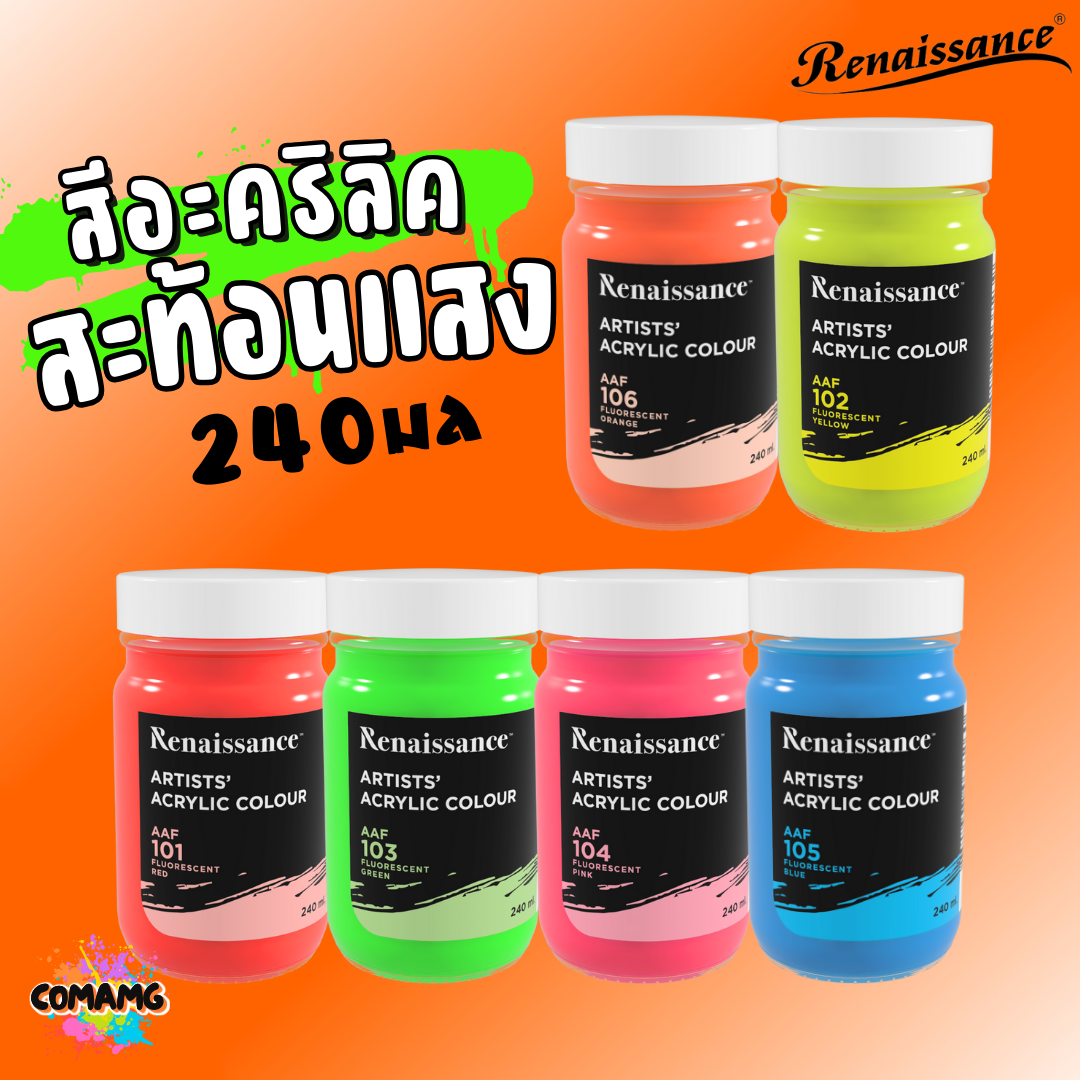 Renaissance สีอะคริลิค สะท้อนแสง ขวดใหญ่ ขนาด 240ml พร้อมส่ง