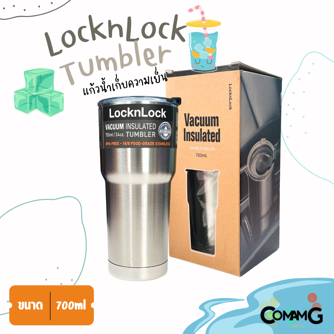 แก้วน้ำเก็บความเย็น LocknLock แก้วสแตนเลส304 Swing Tumbler 2ชั้น มี3ขนาดให้เลือก
