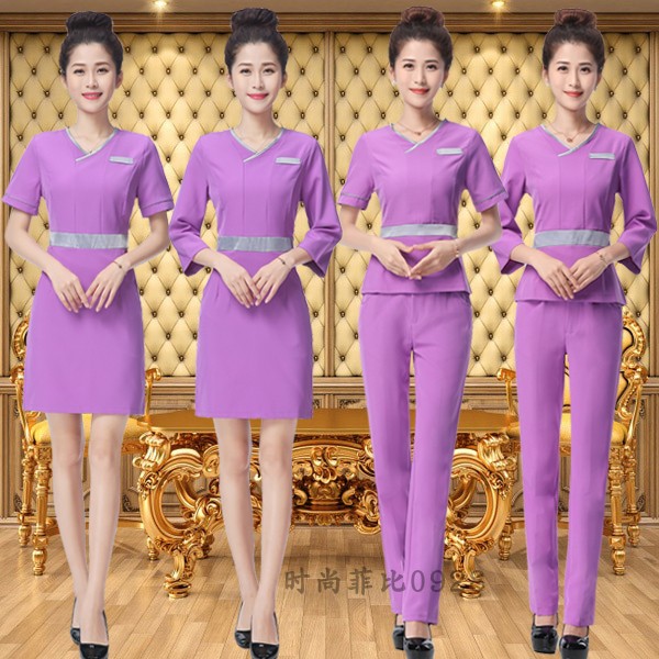 ชุดยูนิฟอร์ม-ชุดฟอร์มพนักงานต้อนรับ ชุดคลีนิคความงาม ชุดพนักงานสปา มีให้เลือก3สี ไซน์ S,M,L,XL,XXL,3XL