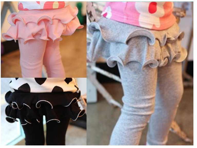 PS30282 พร้อมส่งเลคกิ้งเด็กแบบกระโปรงสีเทา สองชั้นน่ารัก