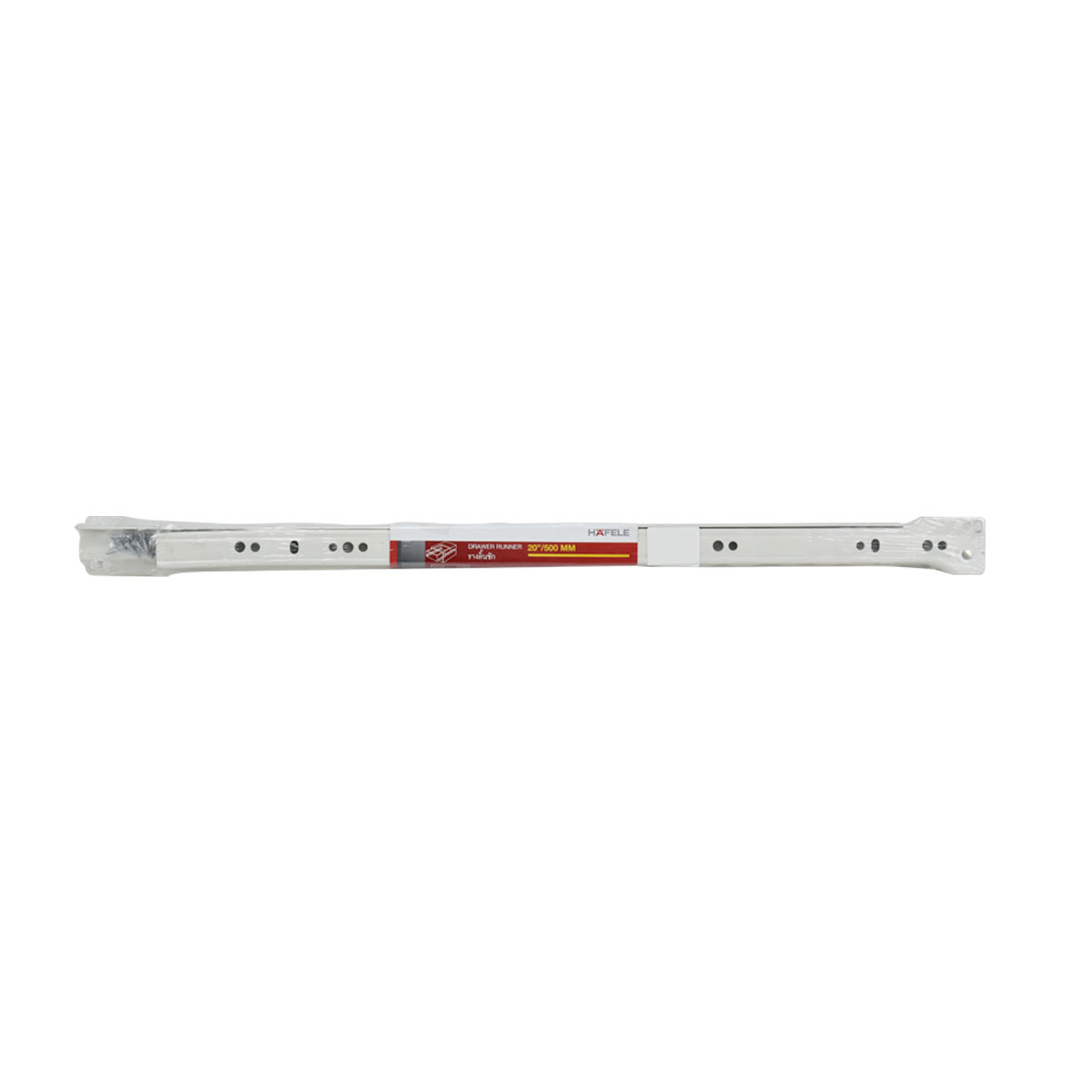 HAFELE รางลิ้นชักลูกล้อตอนเดียวรับใต้สีขาว 1.2 มม. 20 นิ้ว [494.04.326]