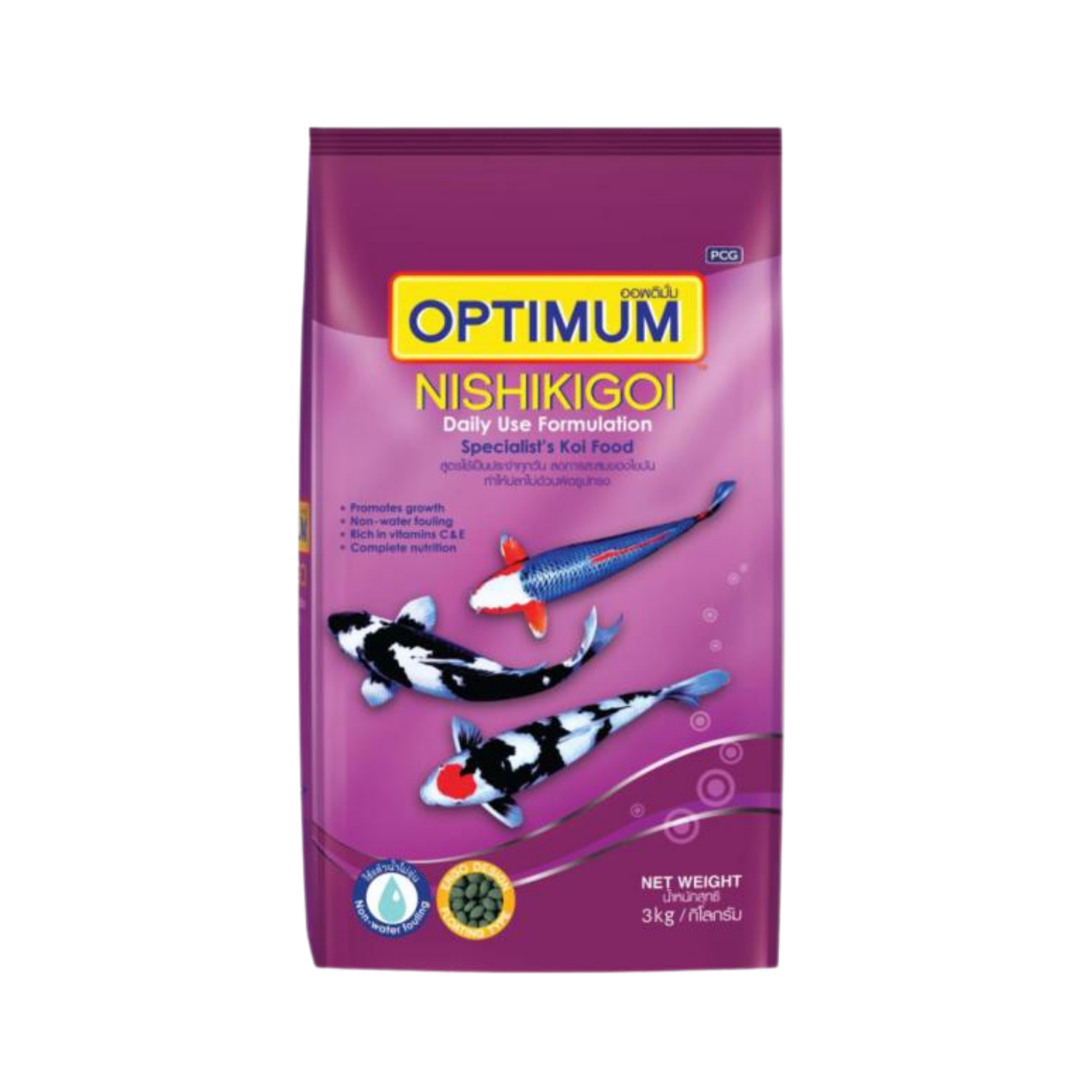 Optimum Nishikigoi ออพติมั่ม อาหารปลาคาร์ฟ สูตรนิชิกอย 1.5KG,7KG