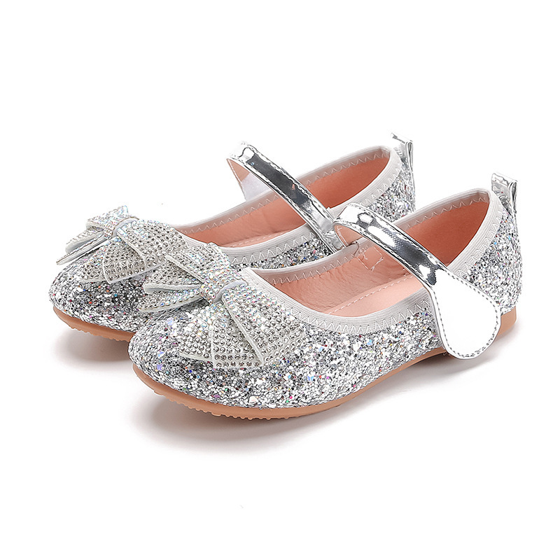 Shoe1504- รองเท้าคัชชูเด็กเล็ก-เด็กโต รองเท้าคัชชูเด็กหญิง แต่งโบว์หน้าสวยหรู ไม่มีส้น ใส่สบาย (ความยาววัดจากพื้นภายใน ให้ใช้ความยาวเท้า +0.5 cm.แล้วแลือก)
