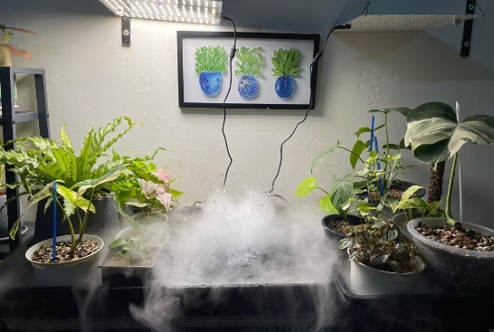 เครื่องทำหมอกอัลตร้าโซนิค 10 หัว สเปรย์อัลตราโซนิกเครื่องพ่นหมอก เหมาะสำหรับใช้ในสระน้ำสวนและหิน การทำความชื้น ใช้ตกแต่ง