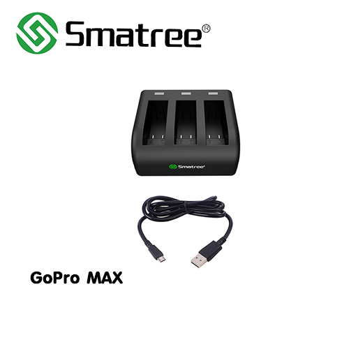 Smatree Charger For GoPro Max สำหรับโกโปร Max พร้อมไฟสถานะ แท่นชาร์จ สำหรับโกโปร Max มาพร้อมสาย USB อุปกรณ์เสริมโกโปร