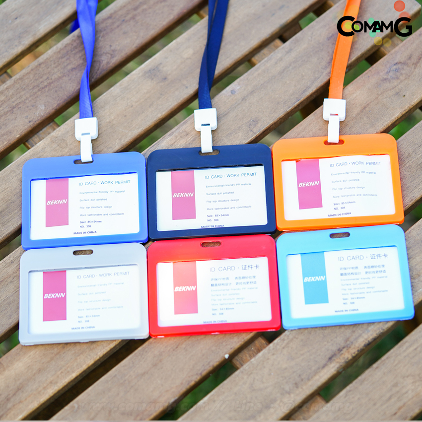 ที่ใส่บัตร (แพ็ค5ชิ้น) แบบสายห้อยคอ กรอบบัตร แนวนอน รุ่นด้านเดียว