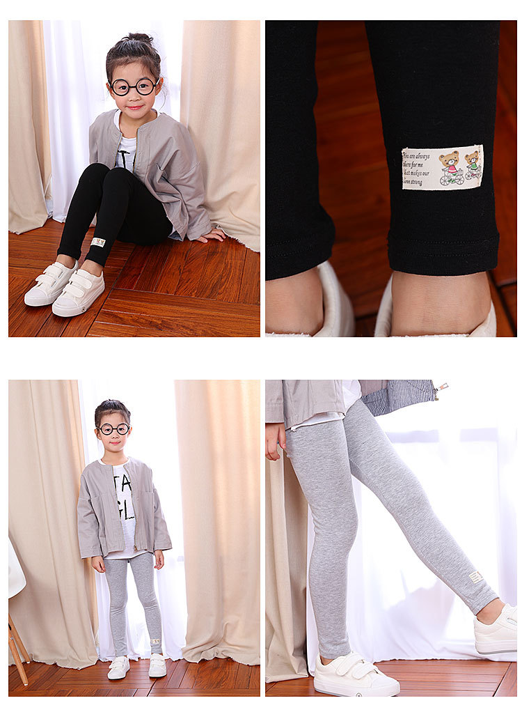 P30512 พร้อมส่งเลกกิ้งเด็กสีดำ สีพื้น