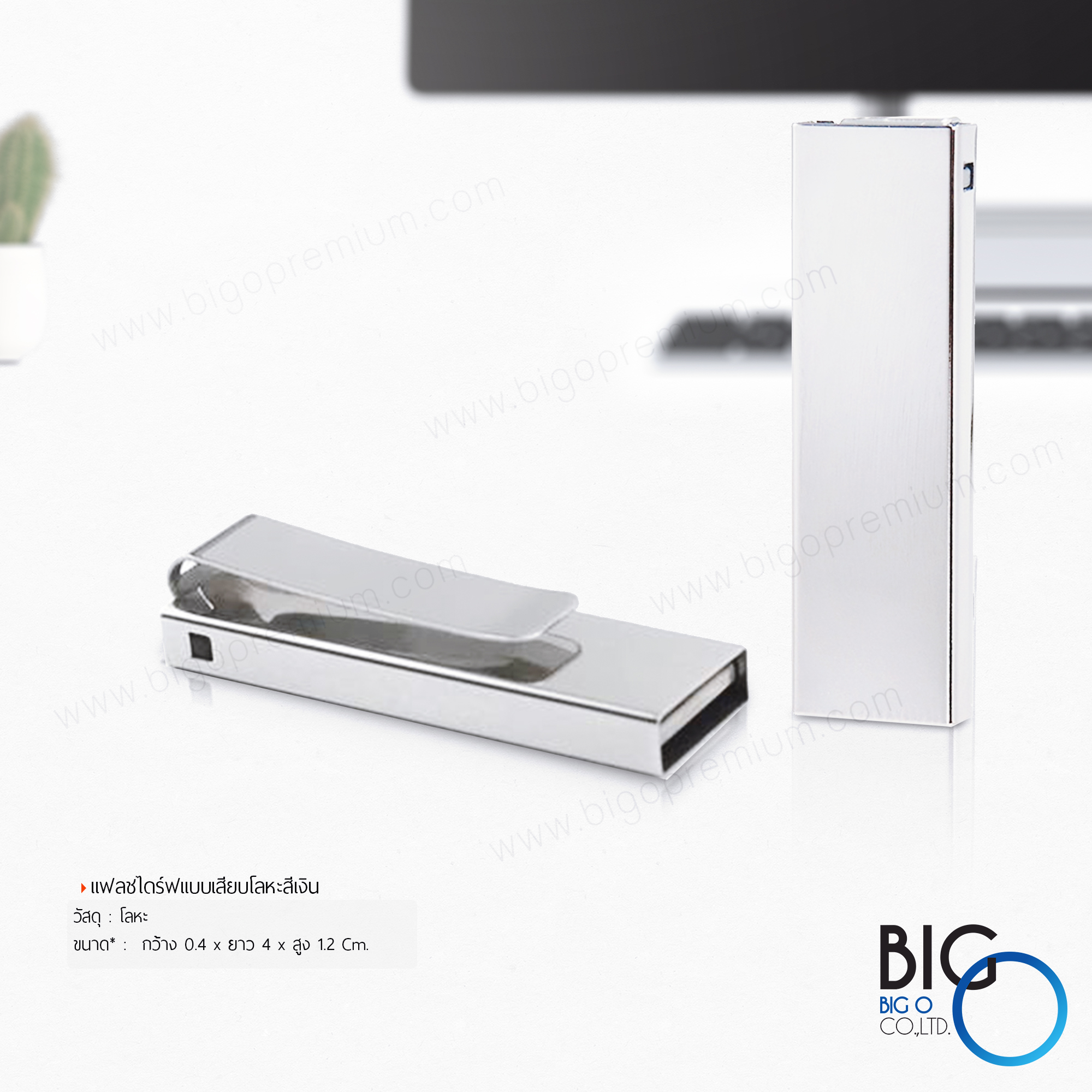 แฟลชไดร์ฟแบบเสียบโลหะสีเงิน (Silver FlashDrive)
