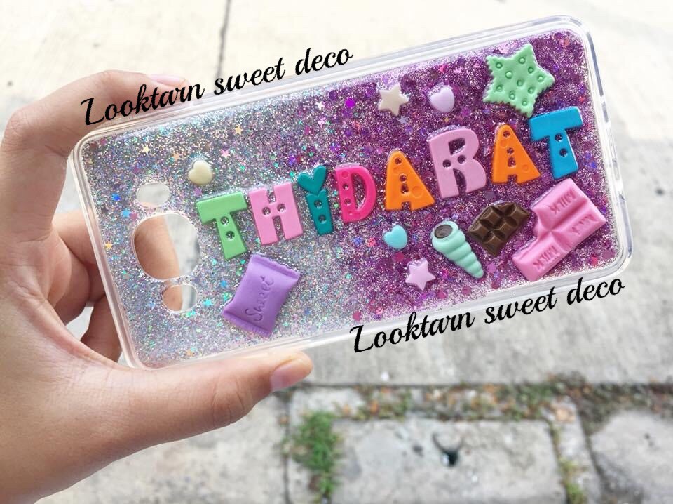 เคสกากเพชรเงิน ม่วง อักษรฟ้อนท์กระดุม