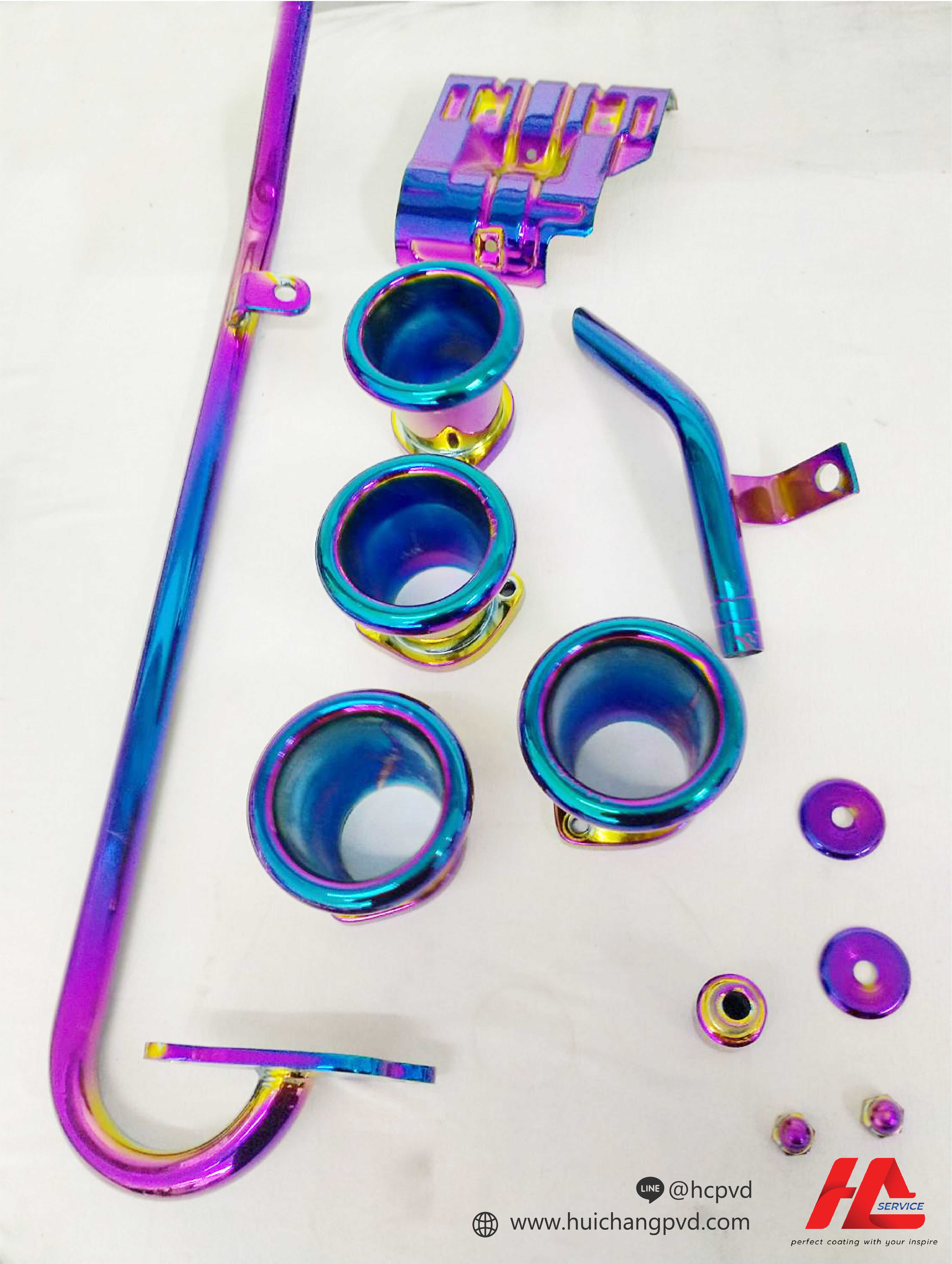 ตัวอย่างงานเคลือบสี ชุบสี รุ้งชมพู | PVD Coating