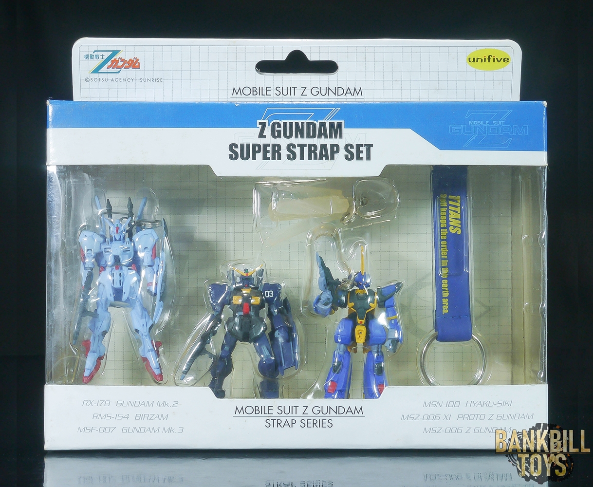 กันดั้ม Unifive Mobile Suit Zeta Gundam Strap Series Z Gundam Super Strap Set RX-178 Gundam Mk-II & RMS-154 Barzam & MSF-007 Gundam Mk-III