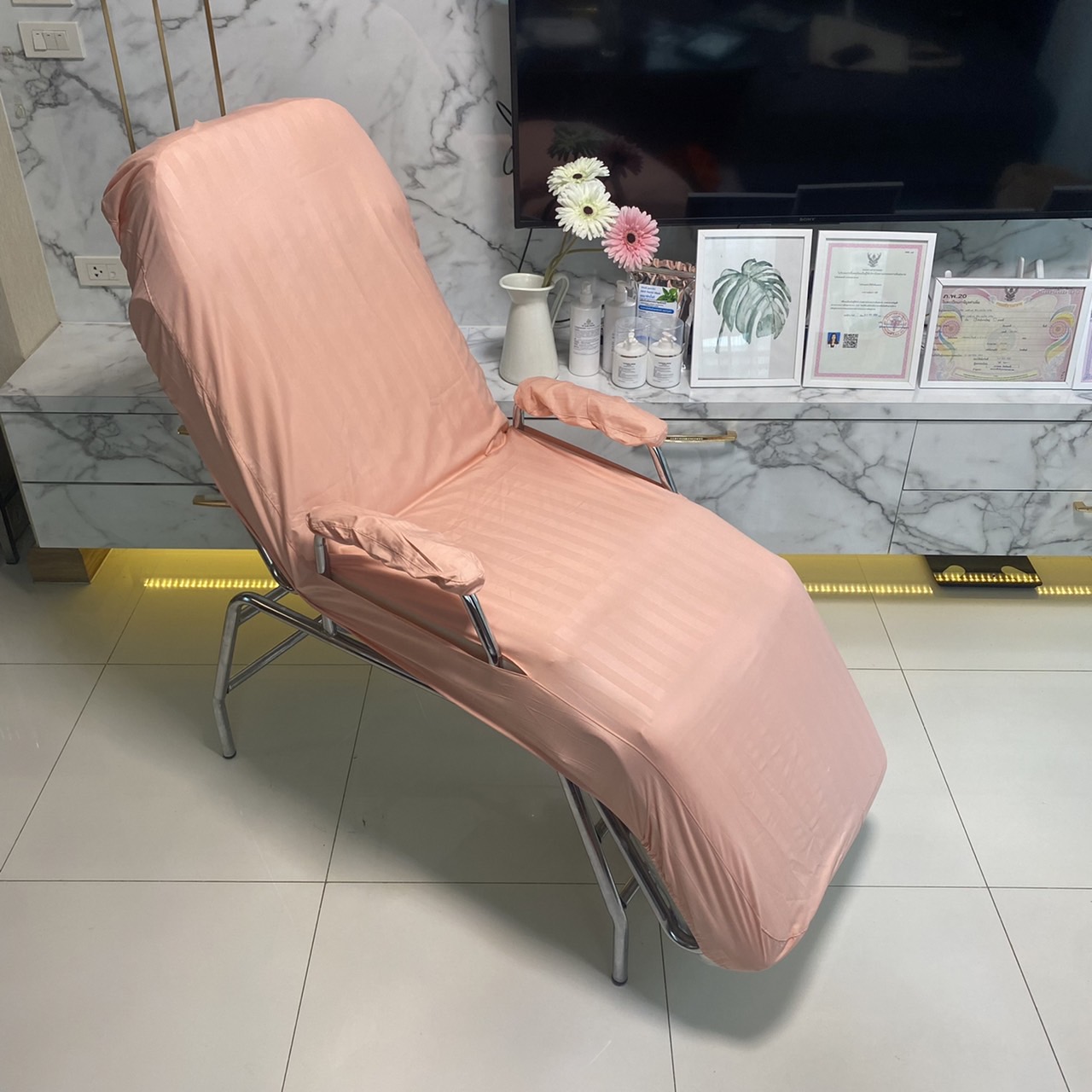 ผ้าปูเตียงทรีทเม้น(K) ผ้าคลุมเตียงนวดหน้า ผ้าปูเตียงคลีนิก ผ้าปูเตียงทำหน้า เตียงกลไก(60*165cm)