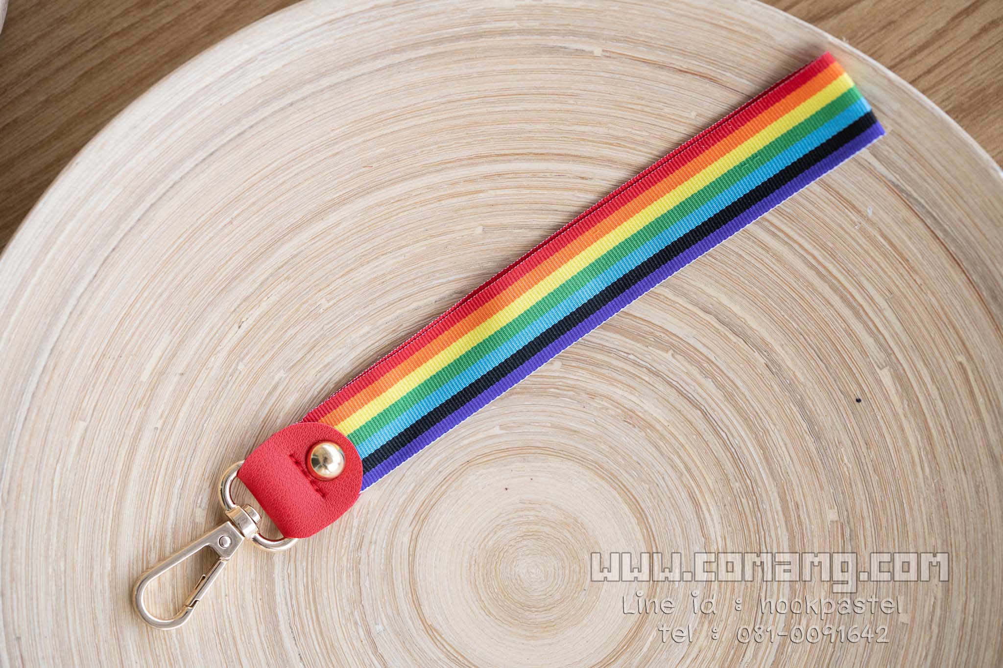 สายกระเป๋า สายคล้องมือผ้าสีรุ้ง