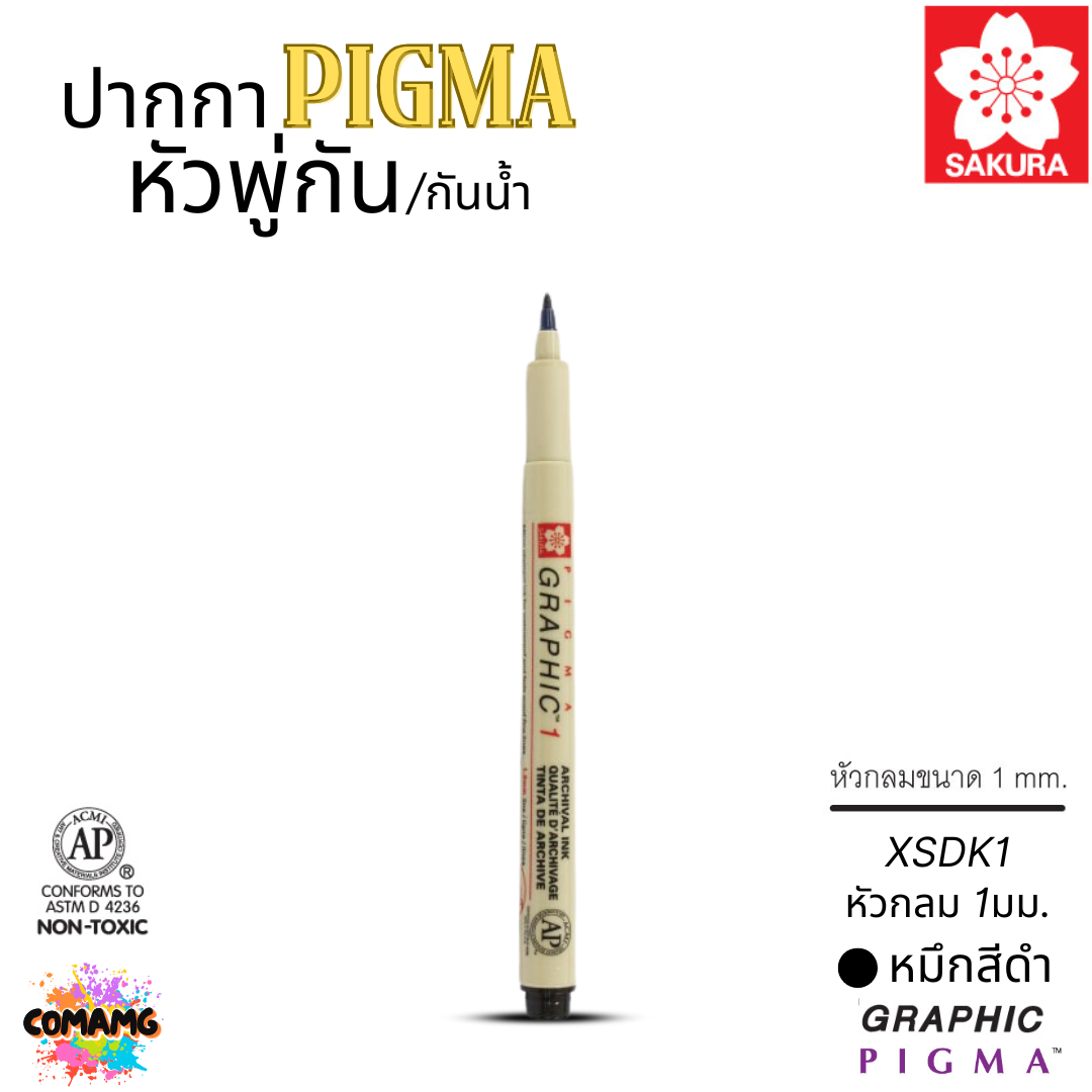 Sakura ปากกา PIGMA ตัดเส้น กันน้ำ หัวเข็ม/หัวพู่กัน/หัวกลม/หัวตัด สีหมึกคงทนไม่ซีดจาง ไม่ซึมทะลุ ออกบิลได้ พร้อมส่ง