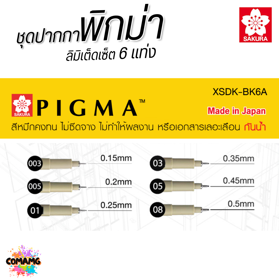 SAKURA ชุดปากกาพิกม่า MICRON 6 ด้าม XSDK-BK6A ออกบิลได้ พร้อมส่ง