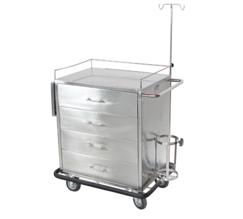 รถเข็นฉุกเฉินสแตนเลส รุ่น PP053 (Emergency Cart)